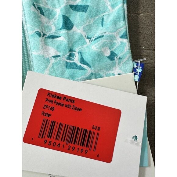 NWT KicKee Pants Aqua Blue Water Print Zip Footie 0-3 months Unisex Bamboo - Picture 4 of 4